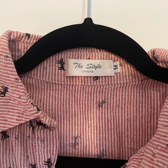 Vintage cat sleeveless collared button down size M - Picture 3 of 4